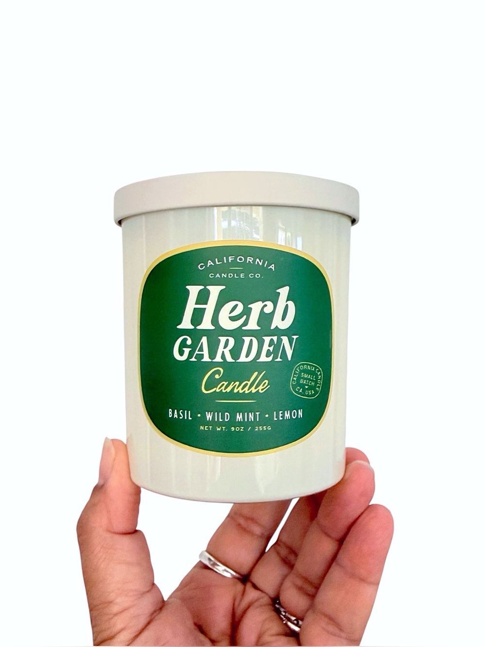 Leoben Company Herb Garden Scented Candle - White Jar with Green Label